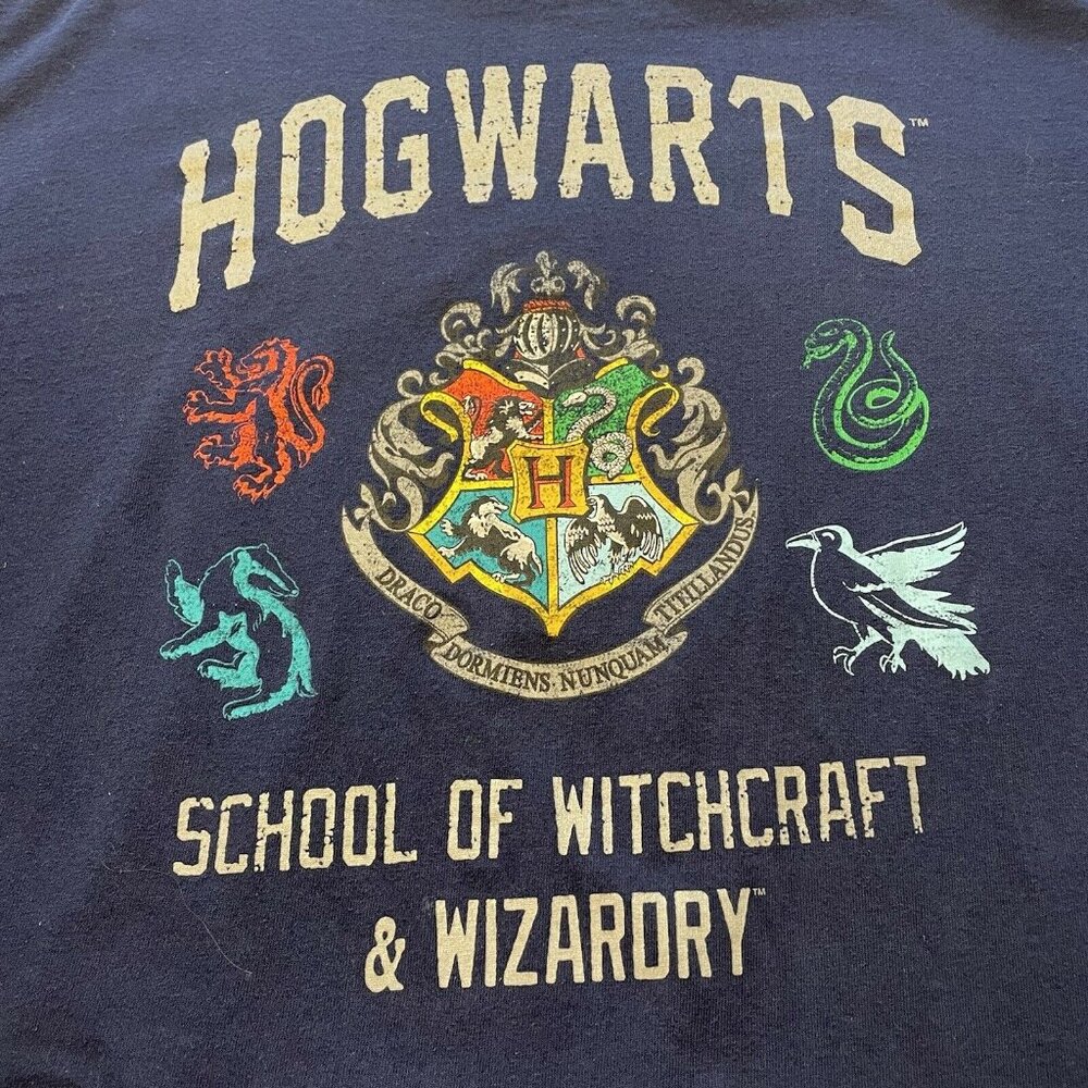 Harry Potter Blue Graphic T Shirt Hogwarts School Of Witchcraft Wizardy Xl View 2